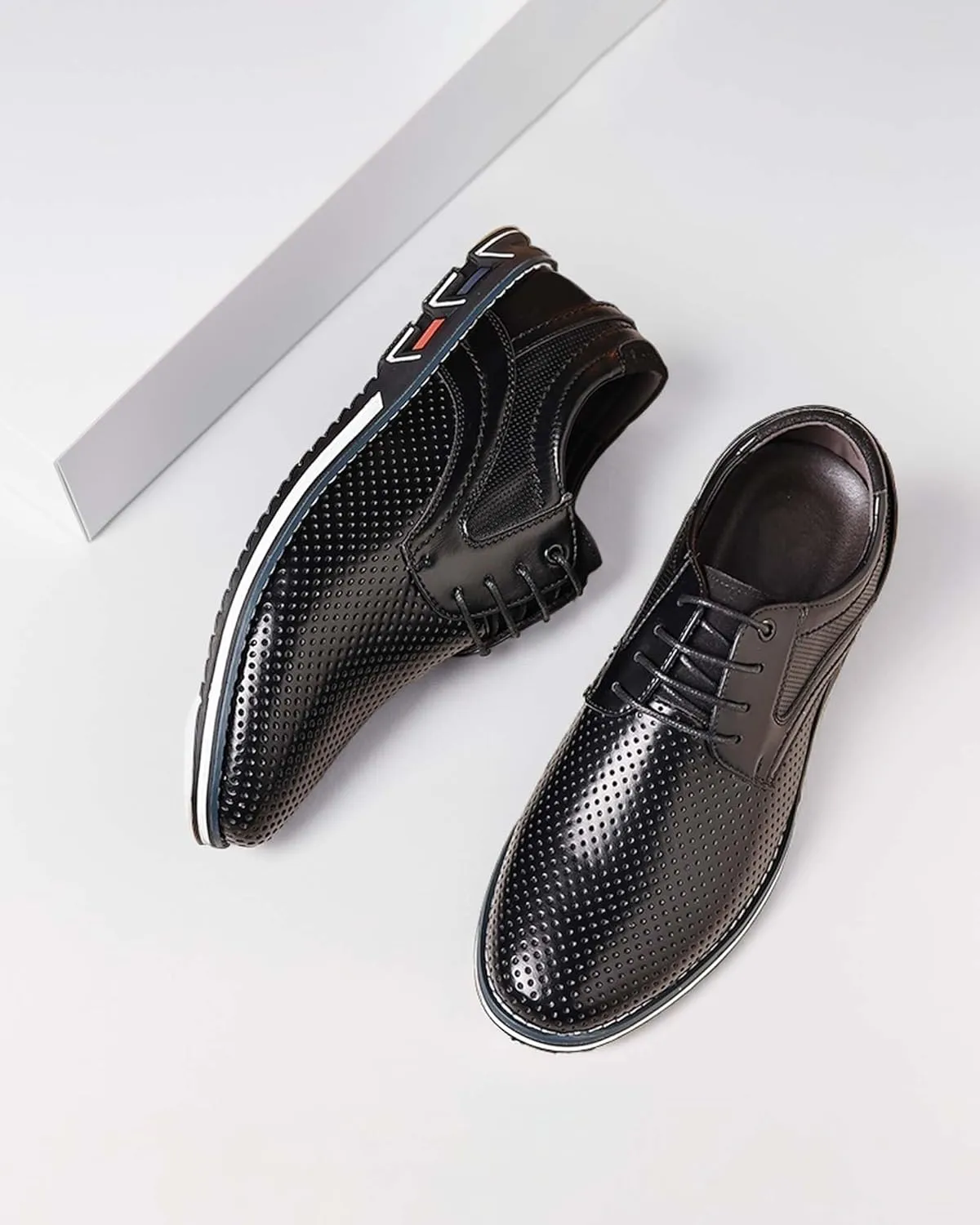Recyphi Men's Dress Shoes Breathable Business Oxford Derby Orthopedic Leather Shoes Casual Walking Shoes Office Flats