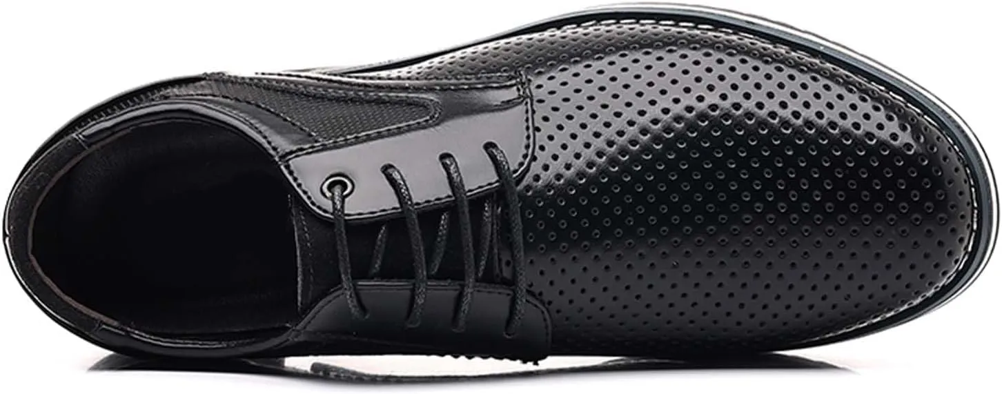 Recyphi Men's Dress Shoes Breathable Business Oxford Derby Orthopedic Leather Shoes Casual Walking Shoes Office Flats