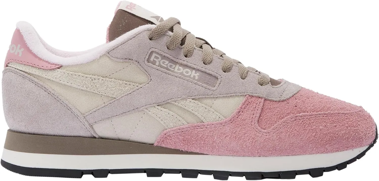Reebok Unisex Classic Leather Sneakers Black or White Tennis Shoes Womens Size 5 to 11 Legacy, Sand Hazy Grey Dusty Rose, 12 US