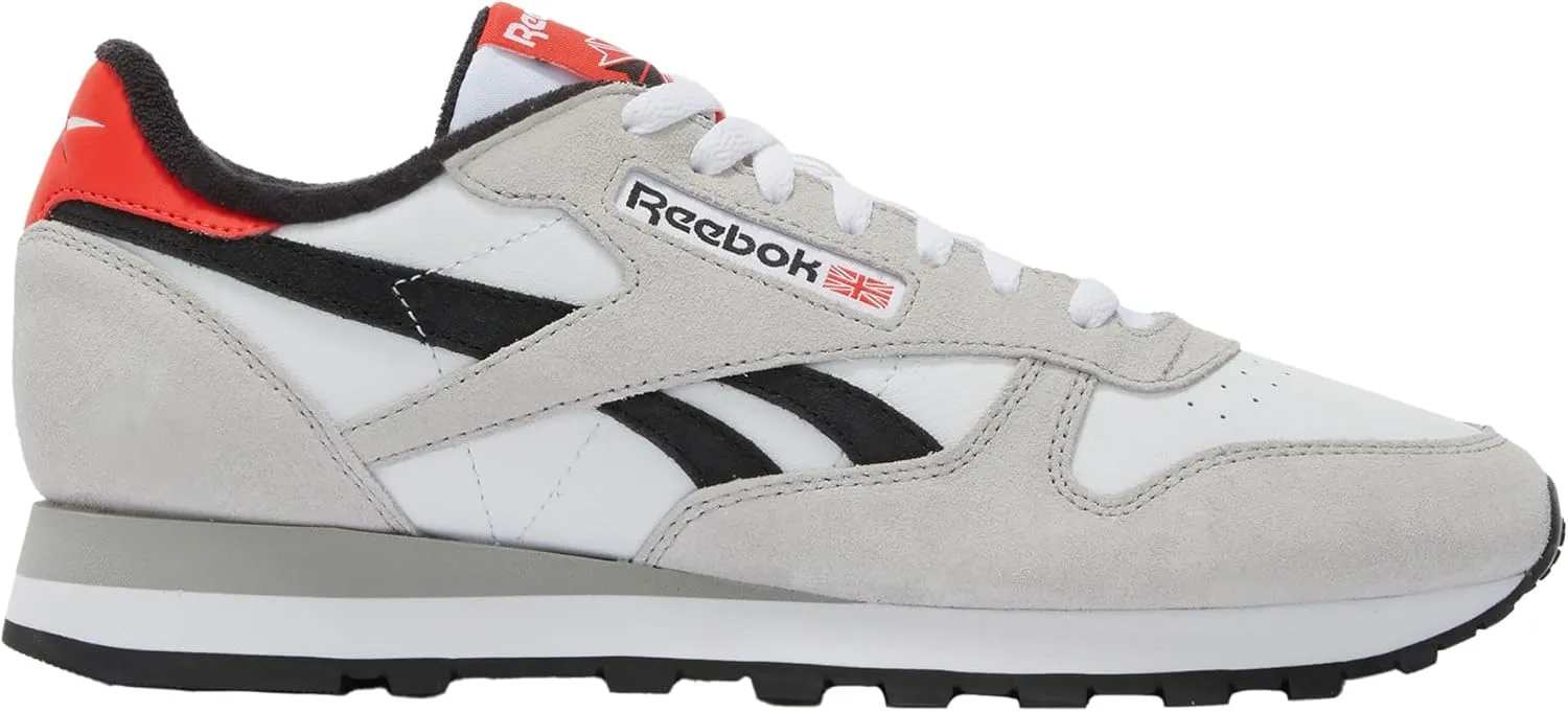 Reebok Unisex Classic Leather Sneakers Tennis Shoes Womens Size 5 to 11 Legacy, White Mist Grey Black, 9.5 US