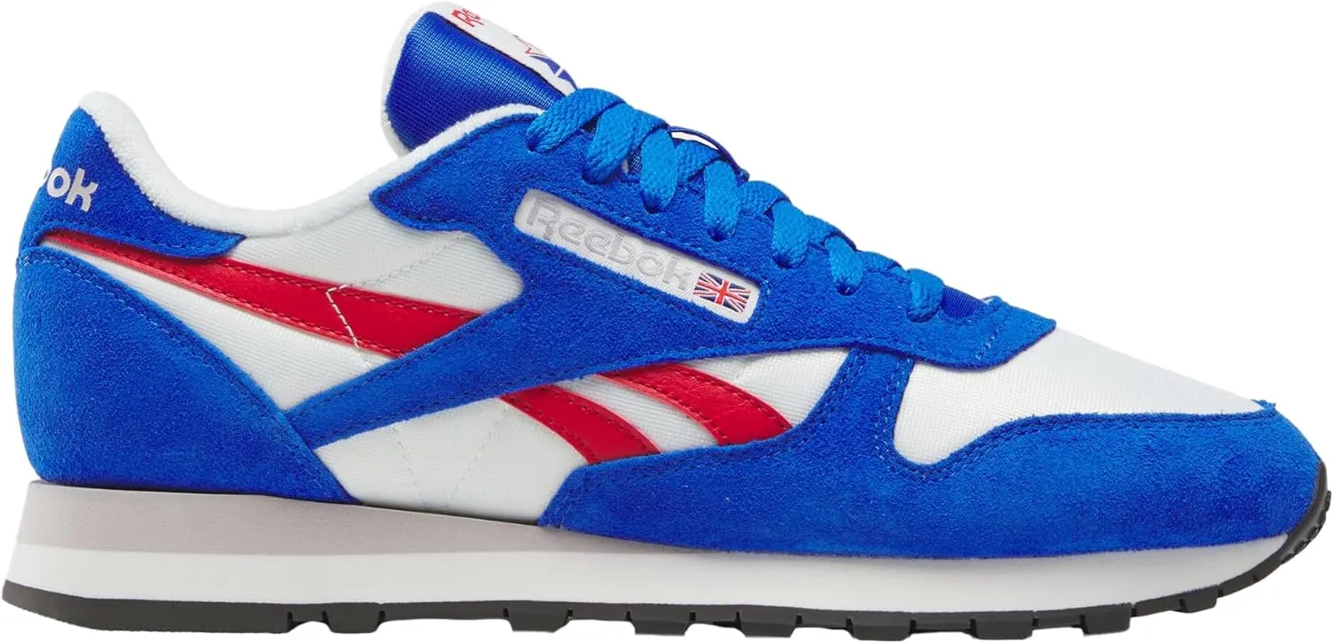 Reebok Unisex Classic Leather Trainers, Chalk Optimum Blue Vector Red, 5.5