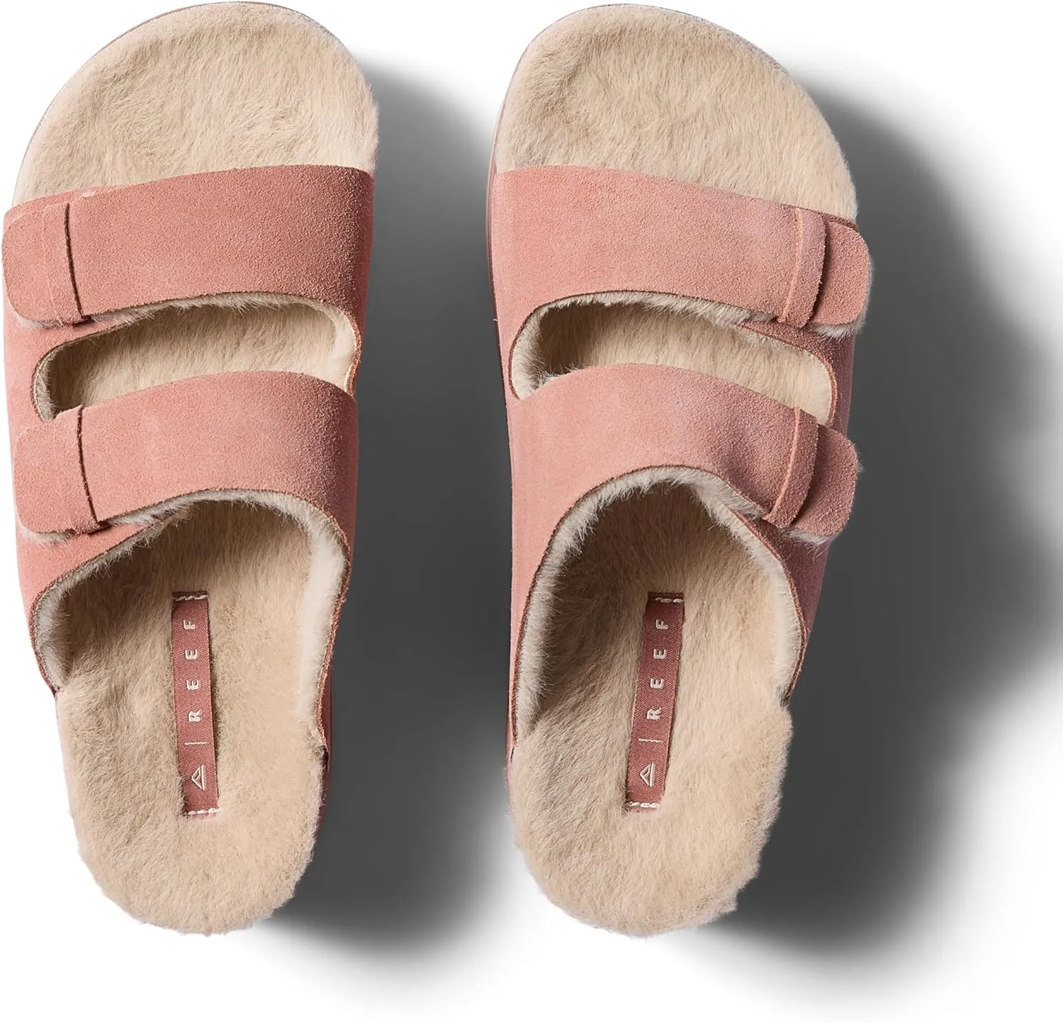 REEF Ojai Ciara Women's Platform Slide, Cozy Faux Fur Footbed, Full Grain Leather