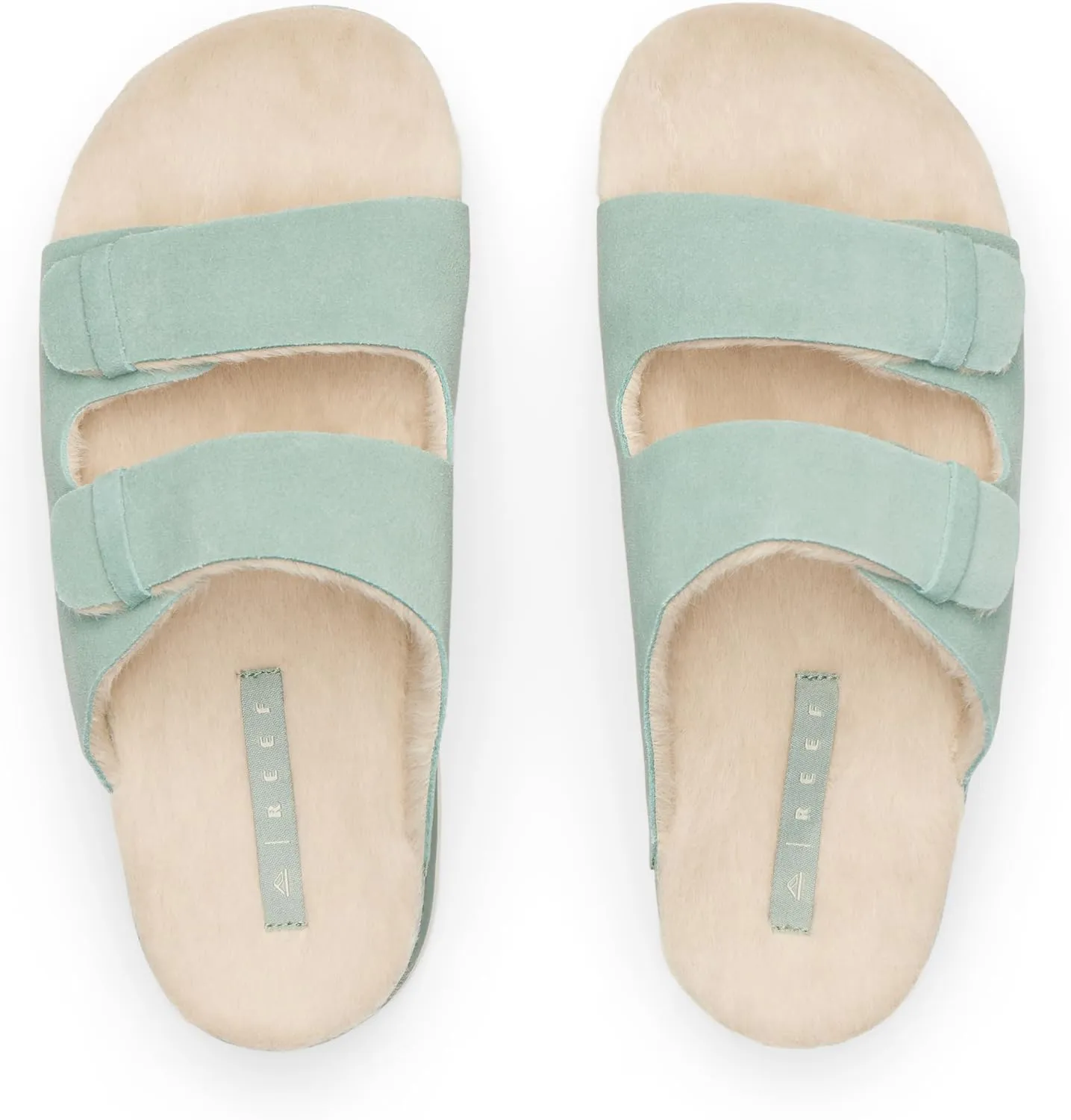 REEF Ojai Ciara Women's Platform Slide, Cozy Faux Fur Footbed, Full Grain Leather