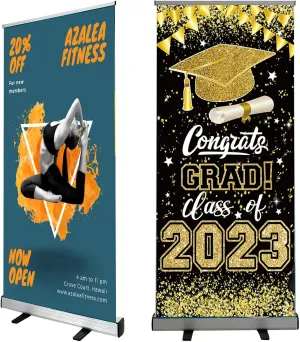 Retractable Roll up Banner Stand 33.5''x 81'' Customized Banner Pull up Roll up Portable Personalized Display Banner for Business and Trade Shows Advertising and Promotion（Without Base and Stand）