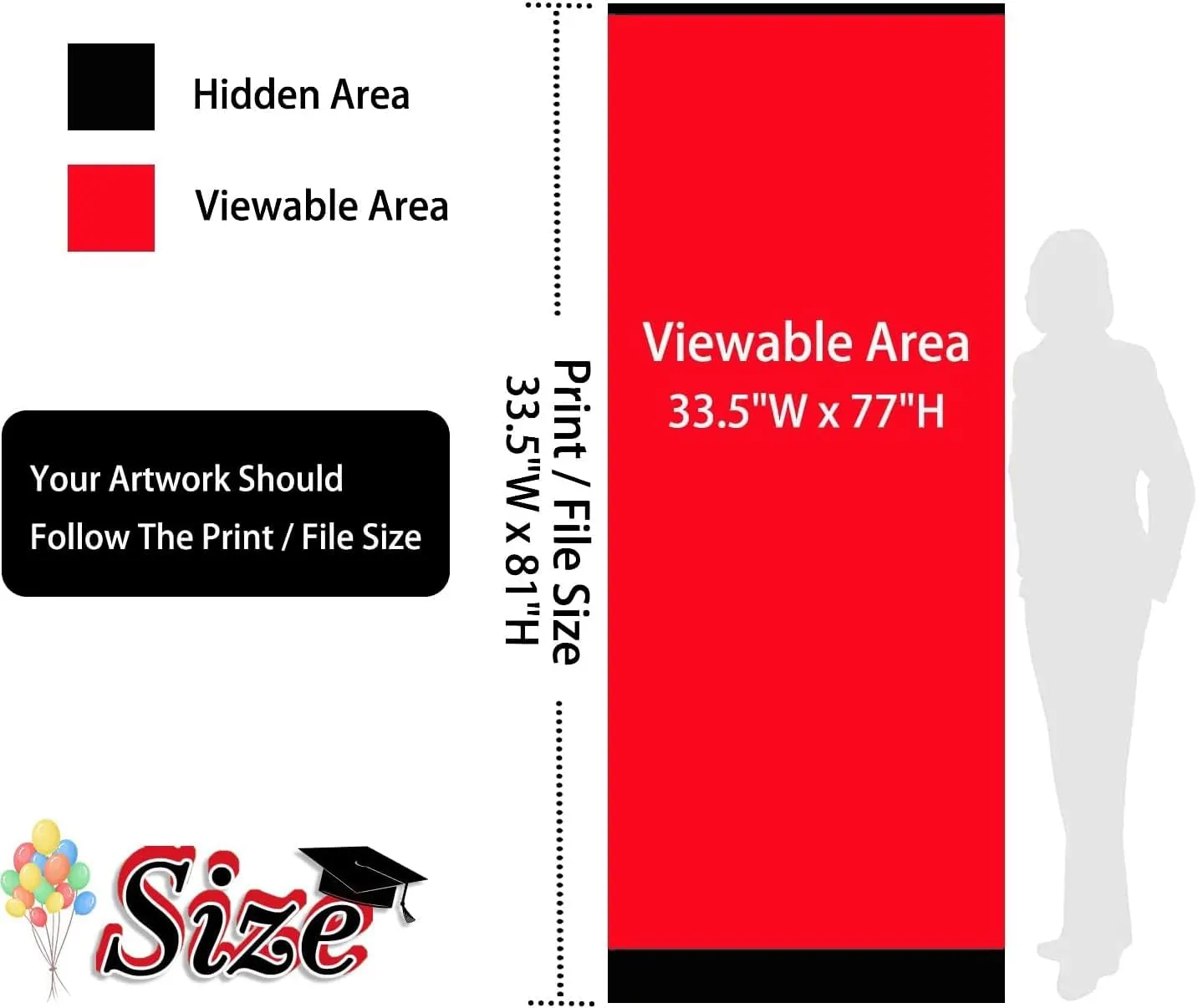 Retractable Roll up Banner Stand 33.5''x 81'' Customized Banner Pull up Roll up Portable Personalized Display Banner for Business and Trade Shows Advertising and Promotion（Without Base and Stand）