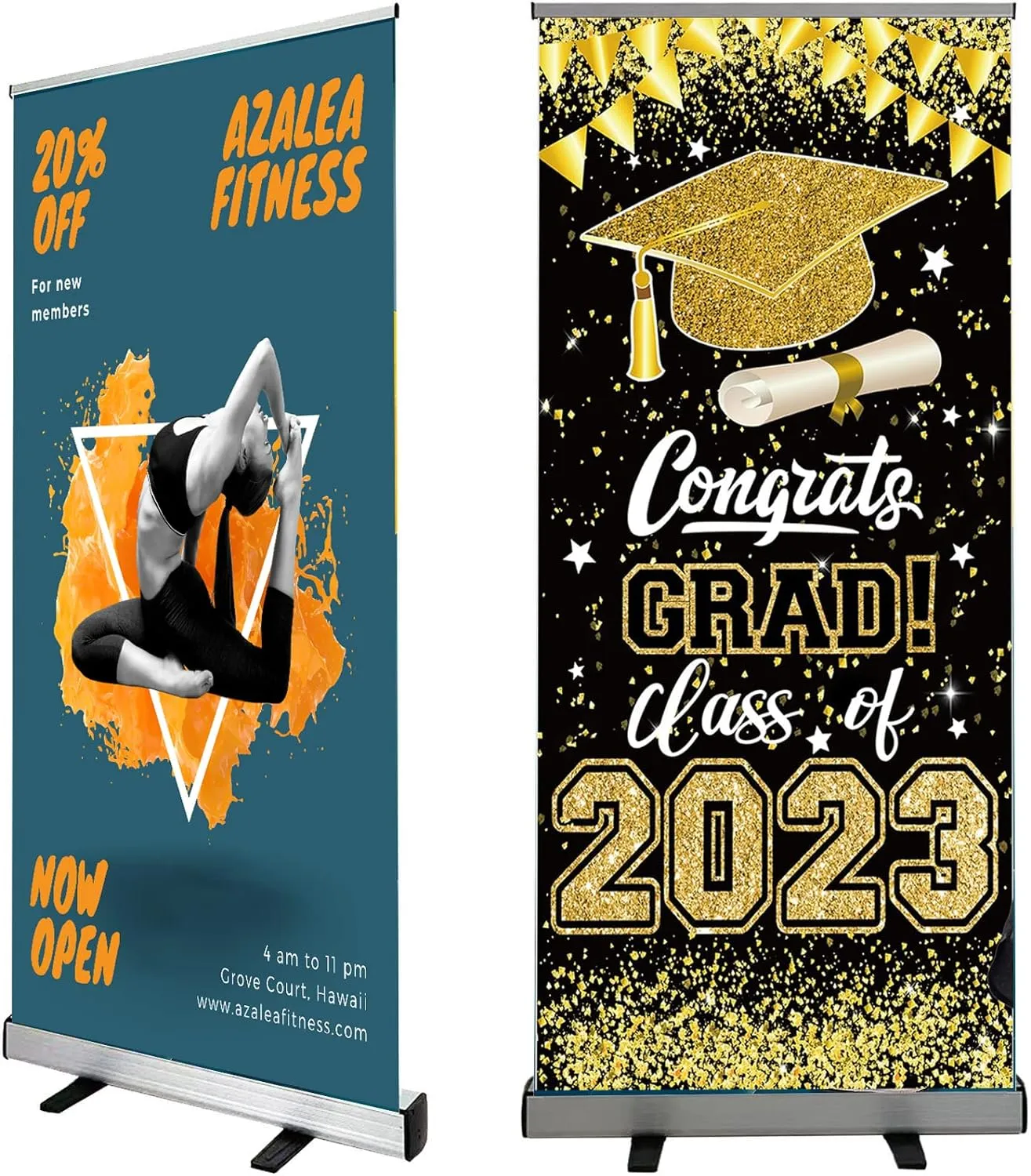 Retractable Roll up Banner Stand 33.5''x 81'' Customized Banner Pull up Roll up Portable Personalized Display Banner for Business and Trade Shows Advertising and Promotion（Without Base and Stand）