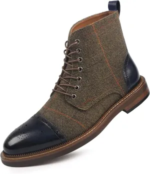 RITIZRN Men's Fashion Dress Boots Oxford Leather Boots Business Casual Comfortable Classic Men's Lace Up Boots