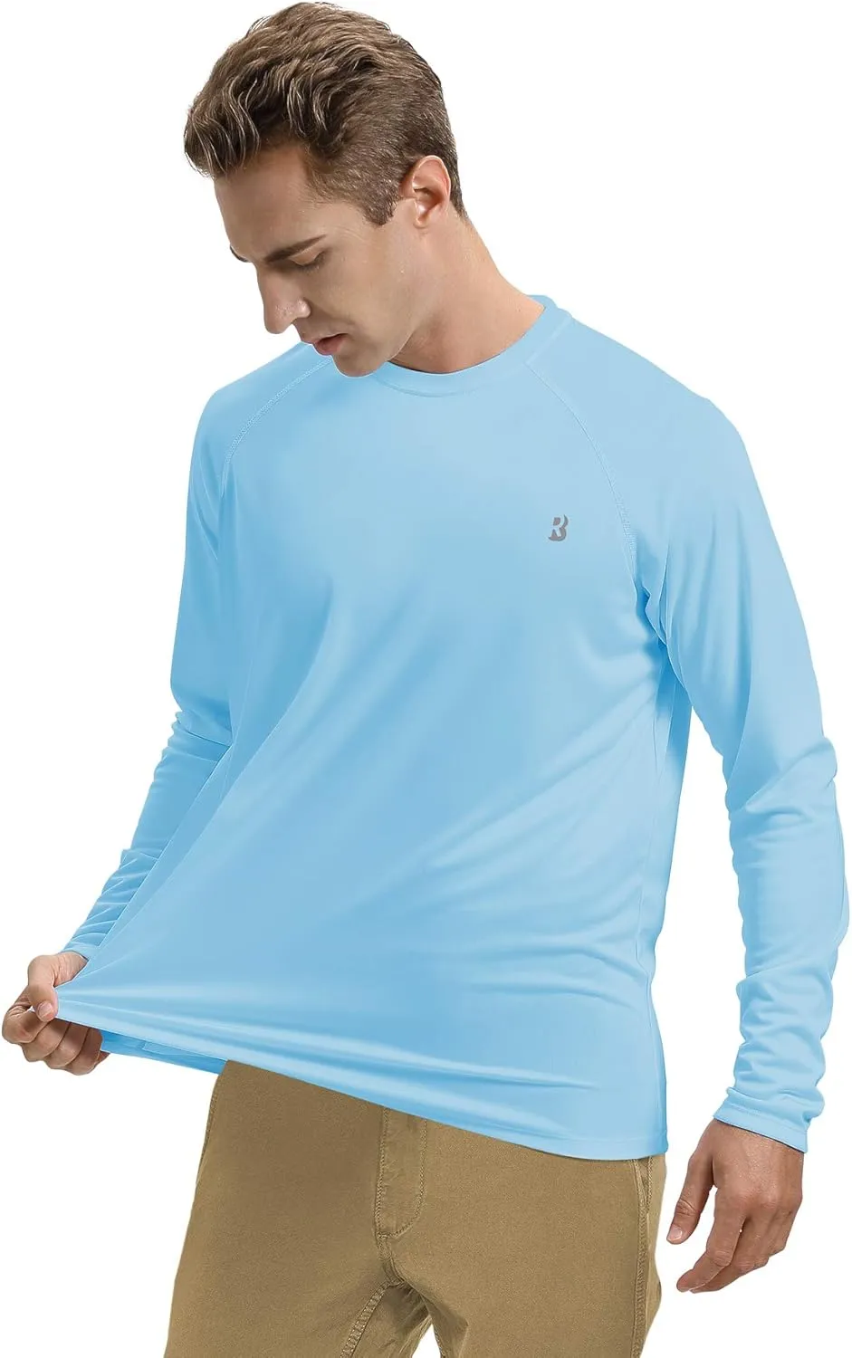 Roadbox Mens UPF 50  UV Sun Protection Shirts Outdoor Long Sleeve SPF Rash Guard for Fishing Hiking Swimming Running
