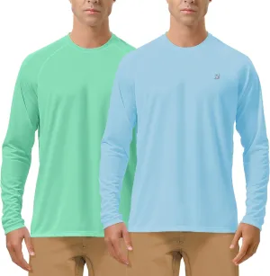 Roadbox Mens UPF 50  UV Sun Protection Shirts Outdoor Long Sleeve SPF Rash Guard for Fishing Hiking Swimming Running
