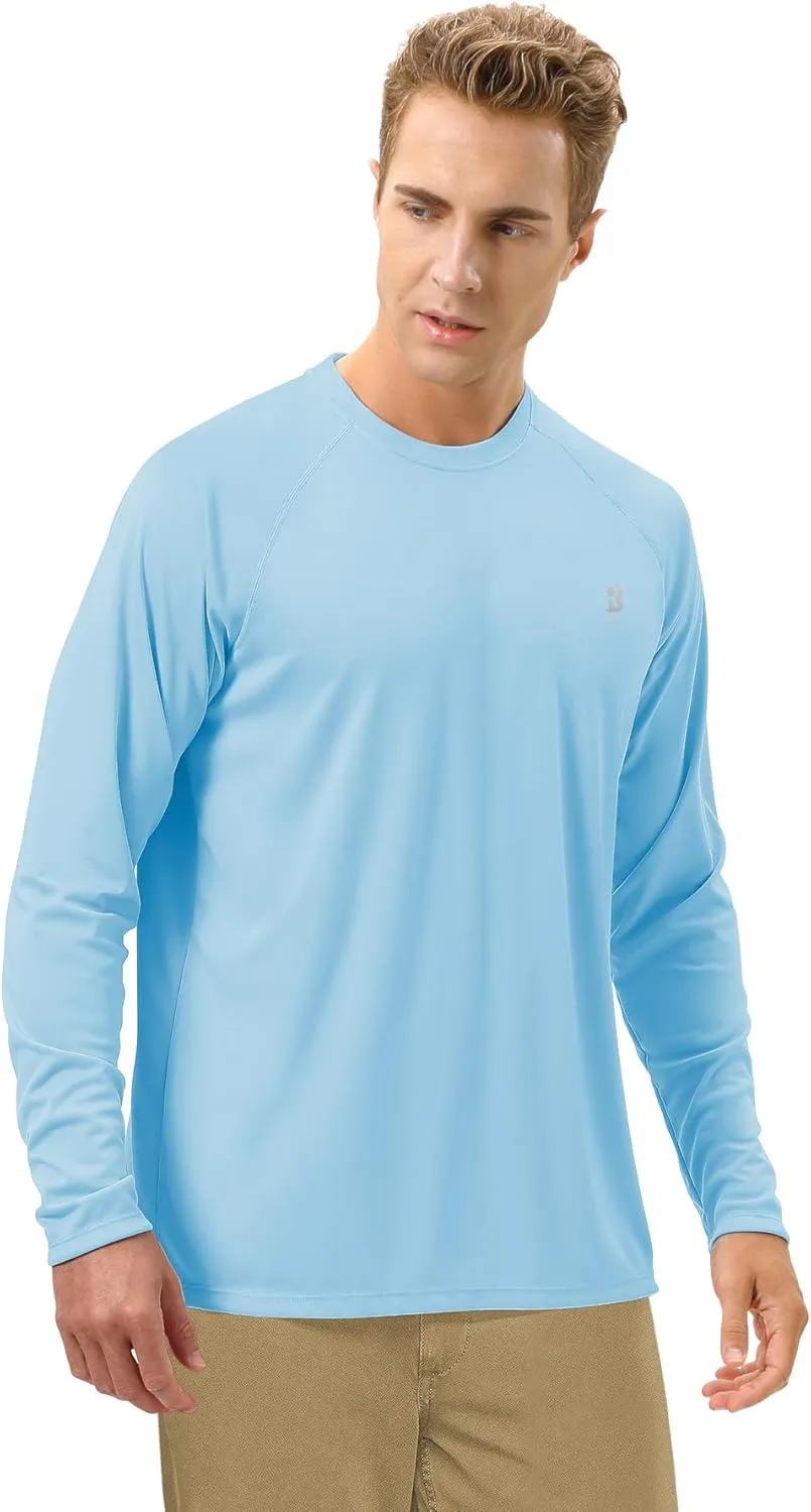 Roadbox Mens UPF 50  UV Sun Protection Shirts Outdoor Long Sleeve SPF Rash Guard for Fishing Hiking Swimming Running
