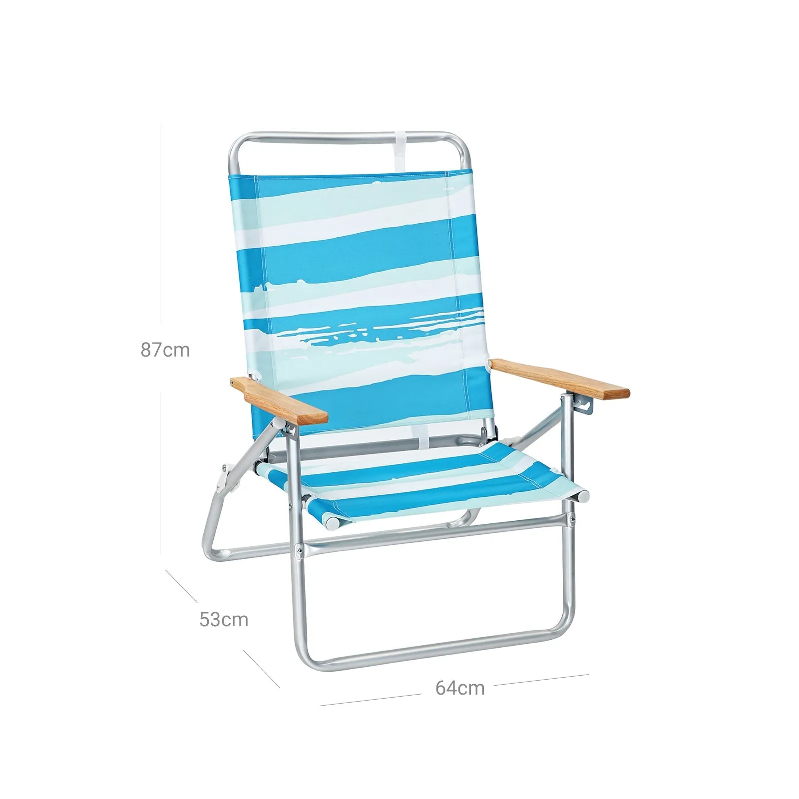 Rootz Beach Chair - Strandstuhl - Camping Chair - Adjustable Comfort - 64cm x 53cm x 87cm