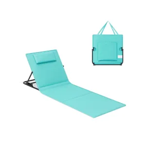 Rootz Portable Beach Lounger - Sea Blue Lounger - Sun Lounger - Galvanized Steel - Oxford Cloth - 158cm x 55cm - Lightweight Foldable Chair