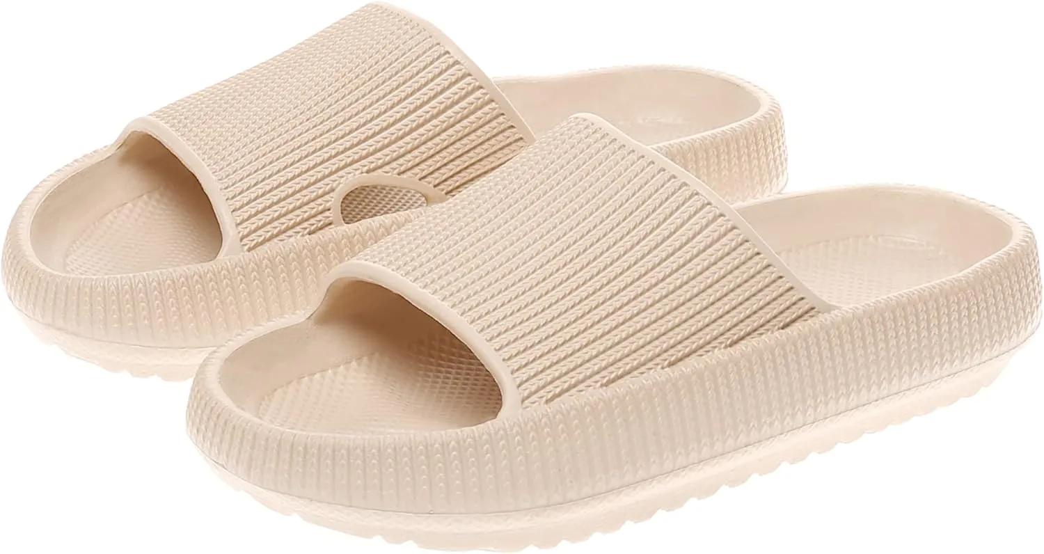 rosyclo Cloud Slides for Kids, Toddler Pillow Slippers Shower Bathroom Non-Slip Open Toe Super Soft Comfy Thick Sole Cozy Boys Girls Home House Cloud Cushion Slide Sandals for Indoor Outdoor Shoes