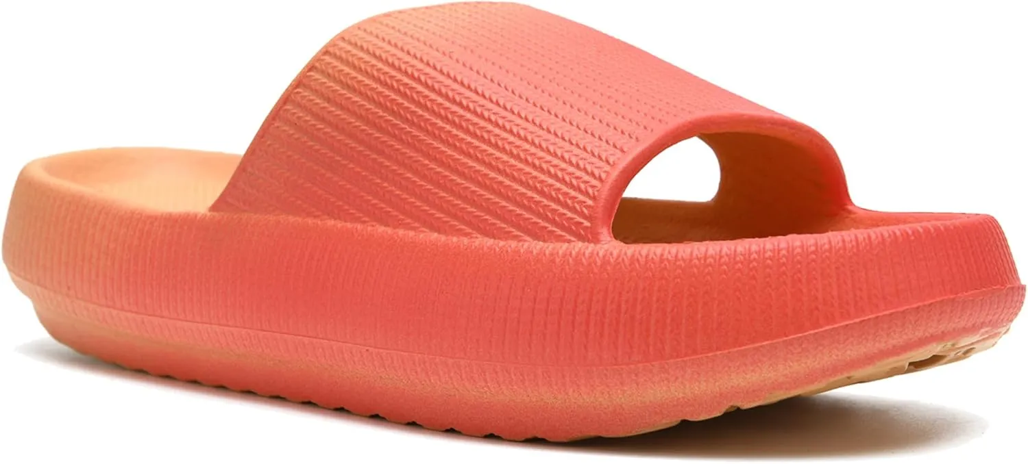 rosyclo Cloud Slides for Kids, Toddler Pillow Slippers Shower Bathroom Non-Slip Open Toe Super Soft Comfy Thick Sole Cozy Boys Girls Home House Cloud Cushion Slide Sandals for Indoor Outdoor Shoes