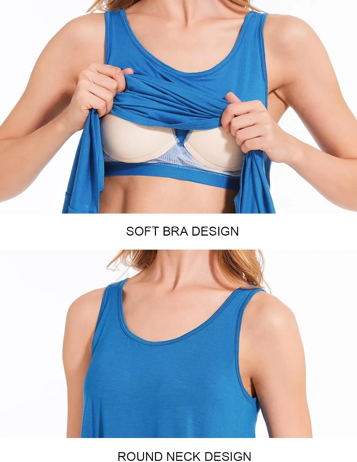 Rosyline Tank Top for Women with Built in Bra Flowy Swing Undershirt Tank Tops S-4XL