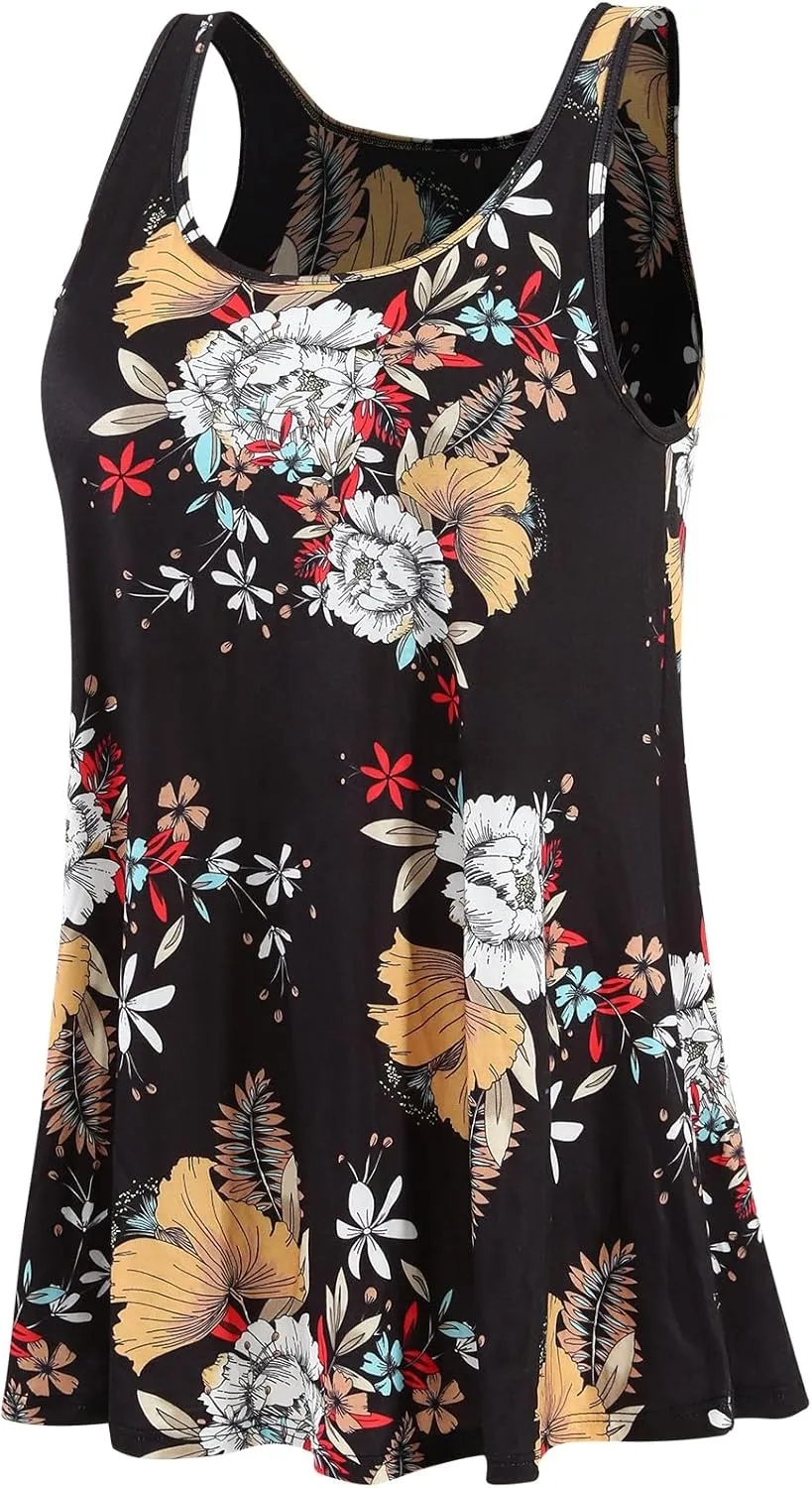 Rosyline Tank Top for Women with Built in Bra Flowy Swing Undershirt Tank Tops S-4XL