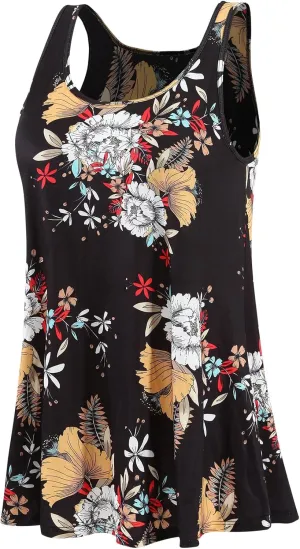 Rosyline Tank Top for Women with Built in Bra Flowy Swing Undershirt Tank Tops S-4XL