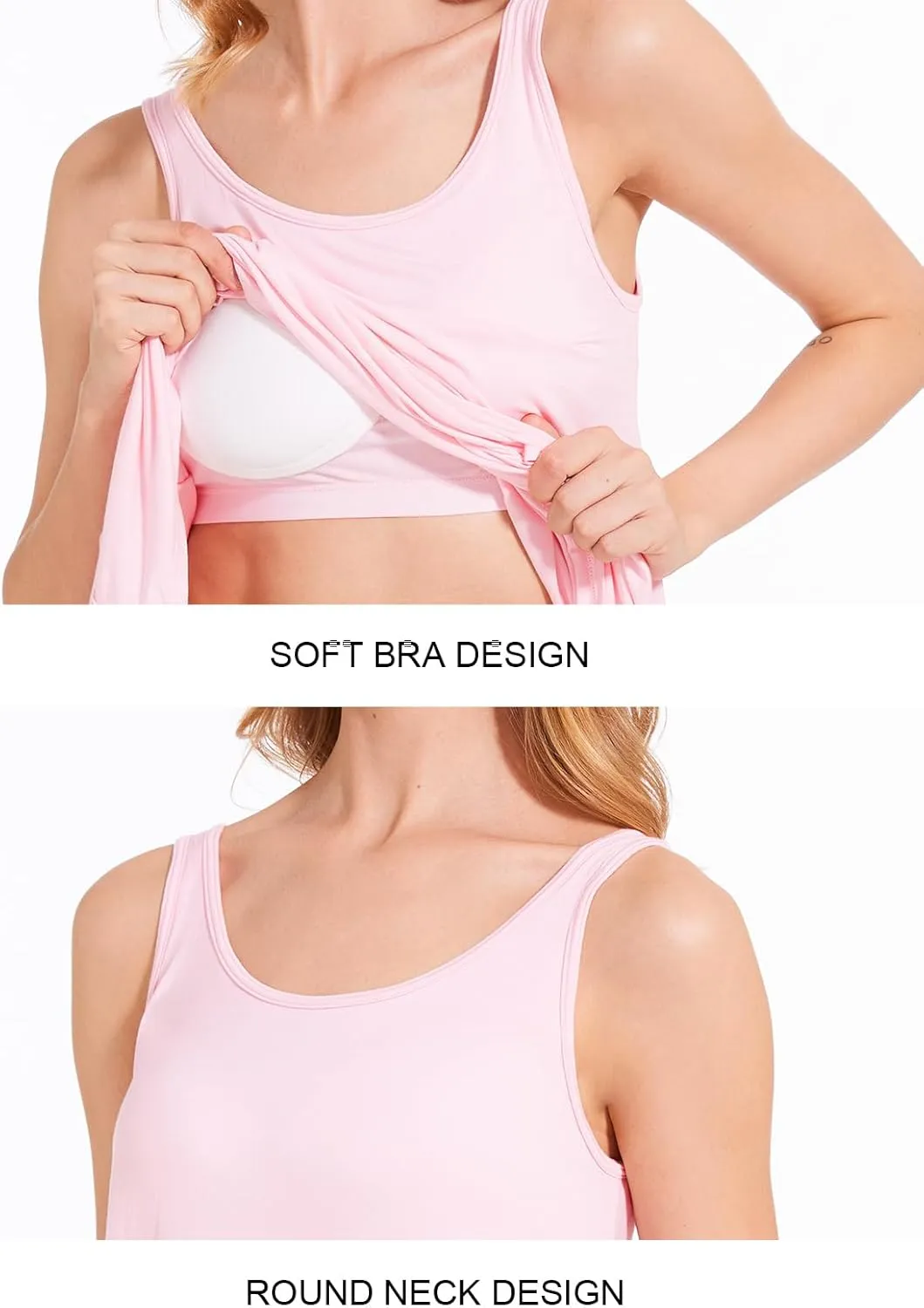 Rosyline Tank Top for Women with Built in Bra Flowy Swing Undershirt Tank Tops S-4XL