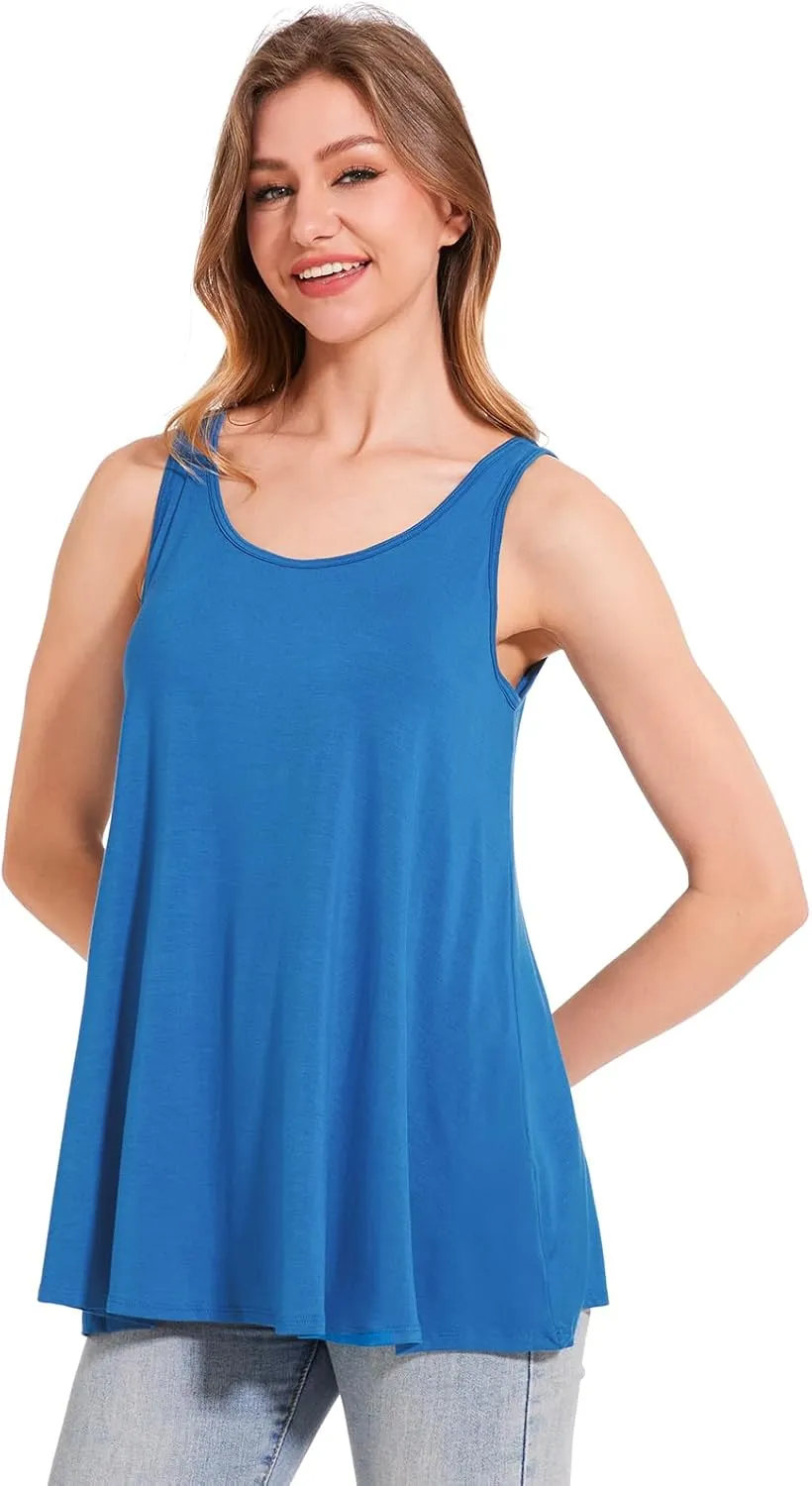 Rosyline Tank Top for Women with Built in Bra Flowy Swing Undershirt Tank Tops S-4XL