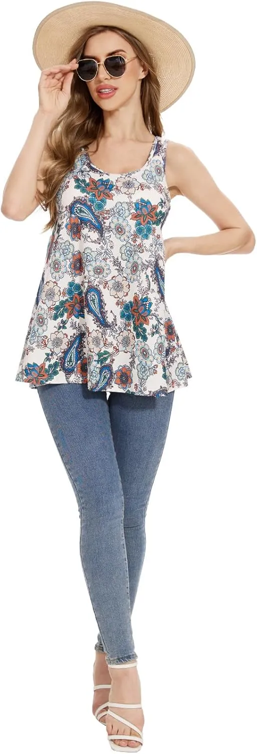 Rosyline Tank Top for Women with Built in Bra Flowy Swing Undershirt Tank Tops S-4XL