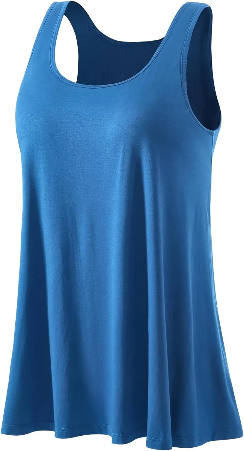Rosyline Tank Top for Women with Built in Bra Flowy Swing Undershirt Tank Tops S-4XL