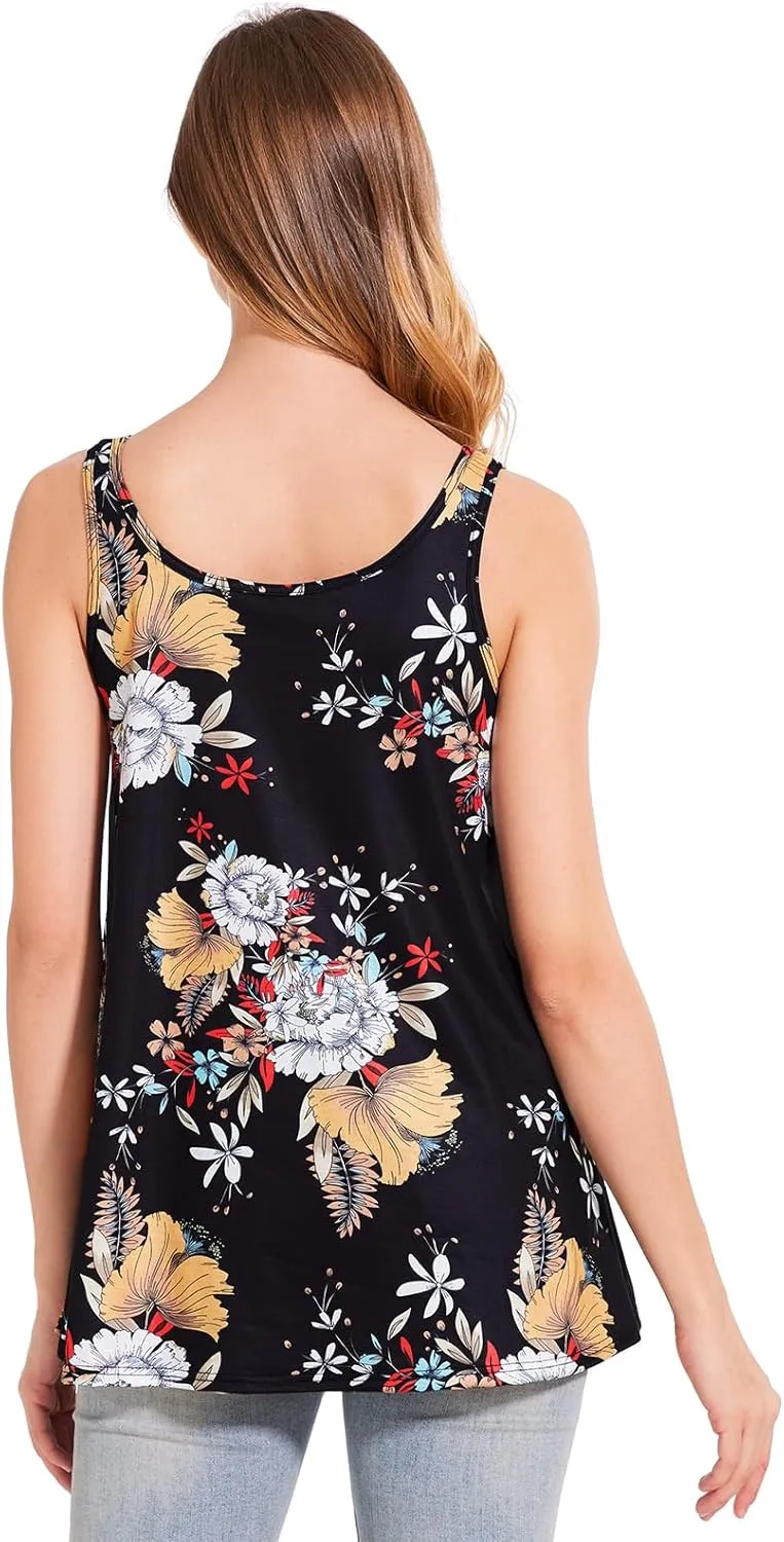 Rosyline Tank Top for Women with Built in Bra Flowy Swing Undershirt Tank Tops S-4XL