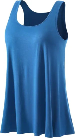 Rosyline Tank Top for Women with Built in Bra Flowy Swing Undershirt Tank Tops S-4XL