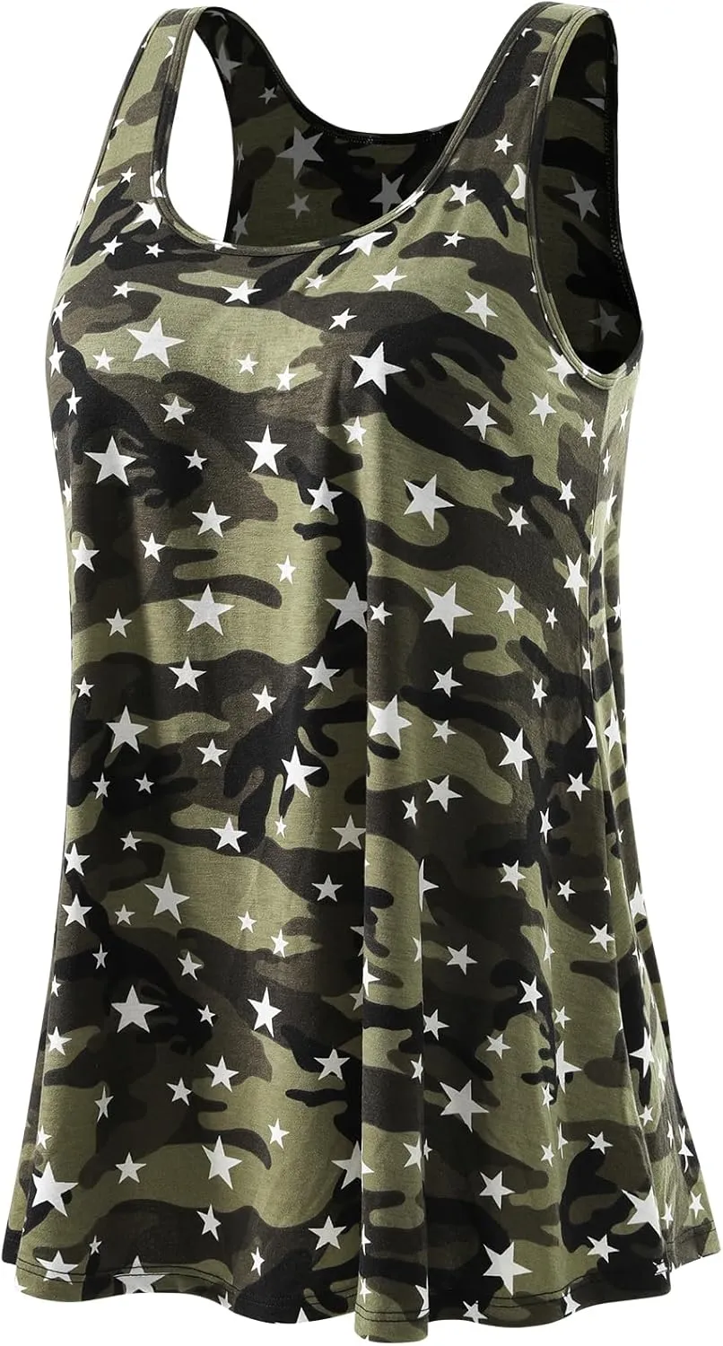 Rosyline Tank Top for Women with Built in Bra Flowy Swing Undershirt Tank Tops S-4XL