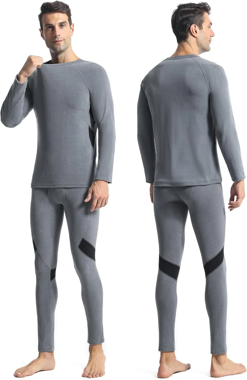 Runhit Mens Thermal Underwear Set：Fleece Lined Long Johns for Men Thermal Shirts and Pants Base Layer Cold Weather Thermals