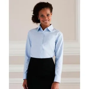 RUSSELL COLLECTION LADIES LONG SLEEVE EASY CARE OXFORD SHIRT
