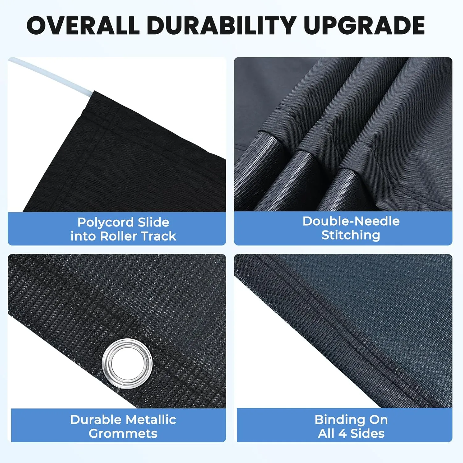 RV Awning Sun Shade Screen with Zipper, Upgrade 600D Oxford Top   8.11oz Denser Mesh Bottom, 95% UV Protection, Easy Install Sunscreen Shade Complete Kits for Trailer Awning 8' x 12'3''