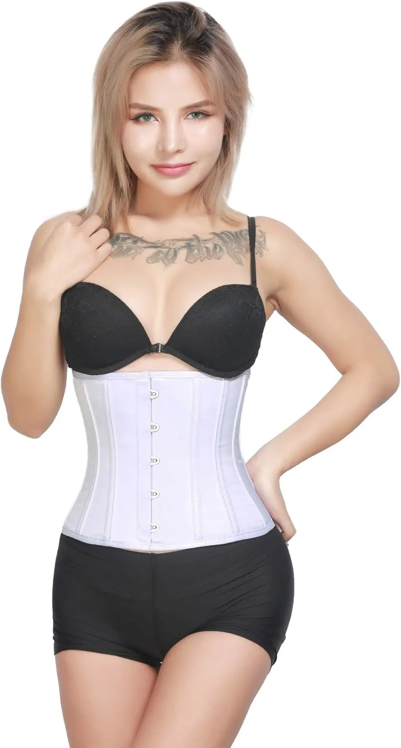 RZY Women's Petite 12 Steel Boned Heavy Duty Waist Trainer Underbust Corset Short Torso Mesh Body Shaper (Fabric style)