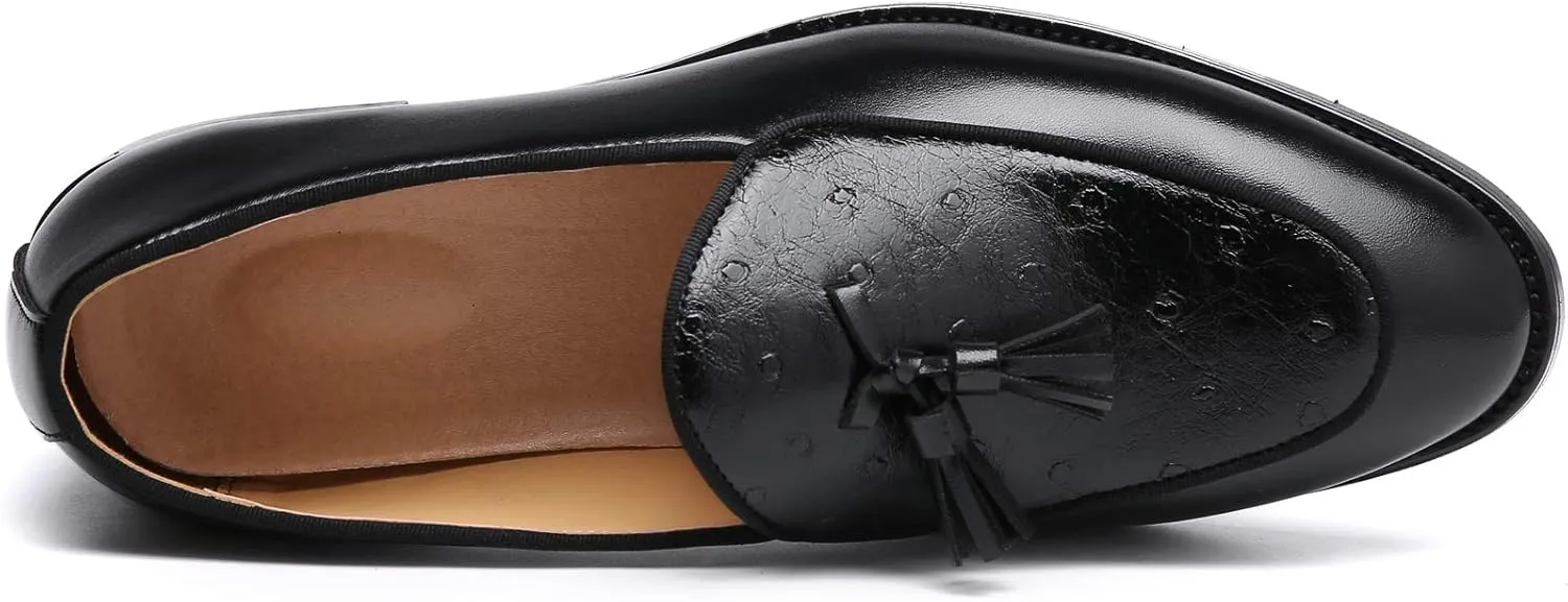 Santimon Mens Loafers Tassel Fringe Leather Casual Driving Slip on Dress Shoes Moccasins