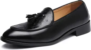 Santimon Mens Loafers Tassel Fringe Leather Casual Driving Slip on Dress Shoes Moccasins