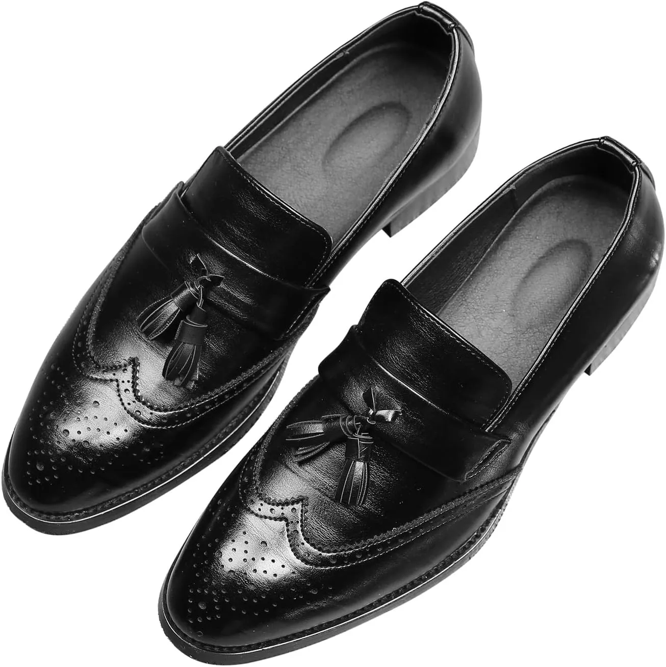 Santimon Men's Smoking Slipper Tassel Loafers Brogue PU Leather Driving Boat Moccasins Casual Shoes