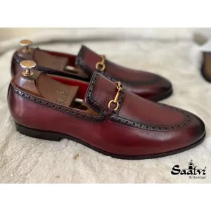 Semi Brogue Horsebit Loafers Bordo