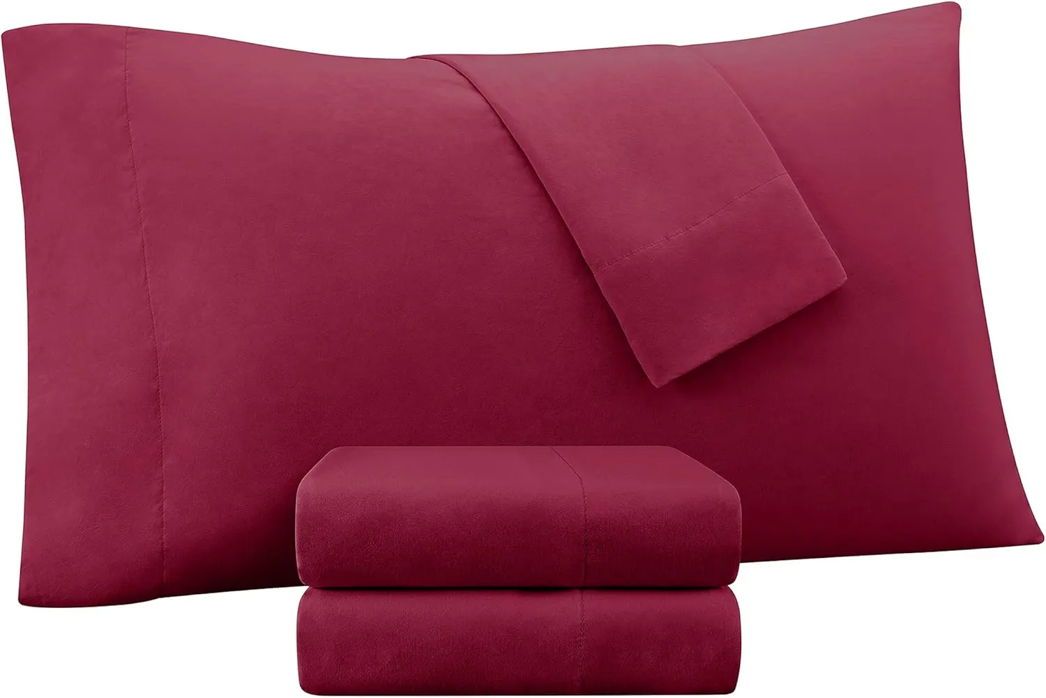 Serta Supersoft Washed Cooling 3 Piece Bed Sheet Set with Pillow Covers for All Season, Twin XL, Rumba Red