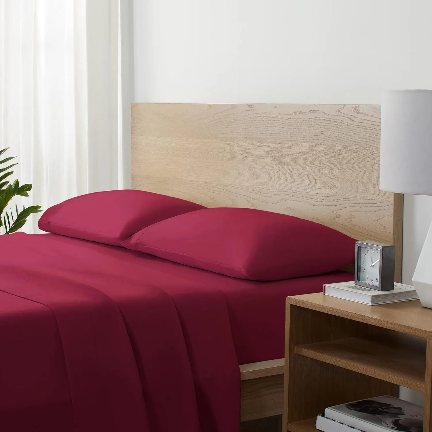 Serta Supersoft Washed Cooling 3 Piece Bed Sheet Set with Pillow Covers for All Season, Twin XL, Rumba Red