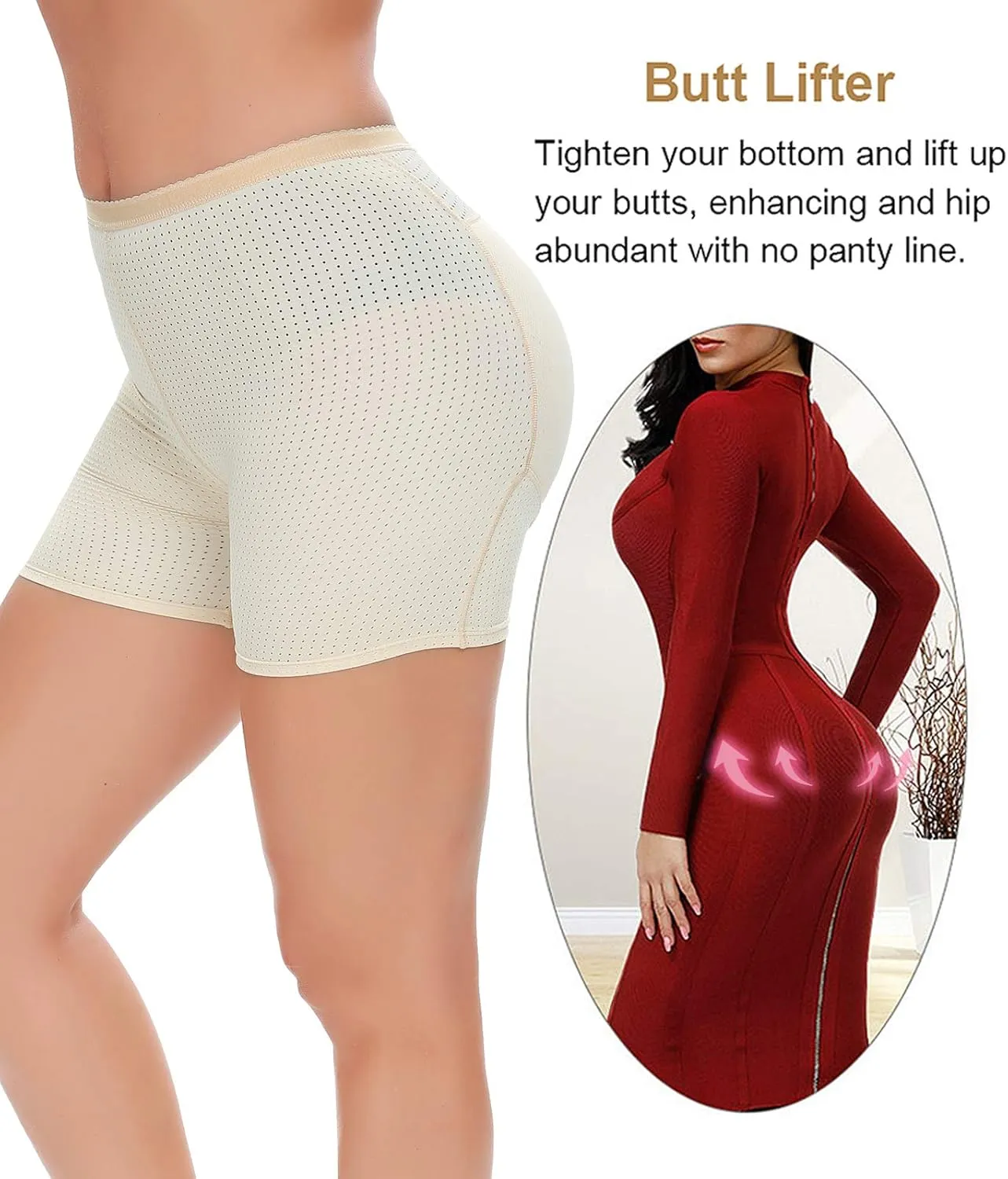 SEXYWG Womens Butt Lifter Padded Panty Shapewear Hip Enhancer Underwear Body Shaper Boyshorts