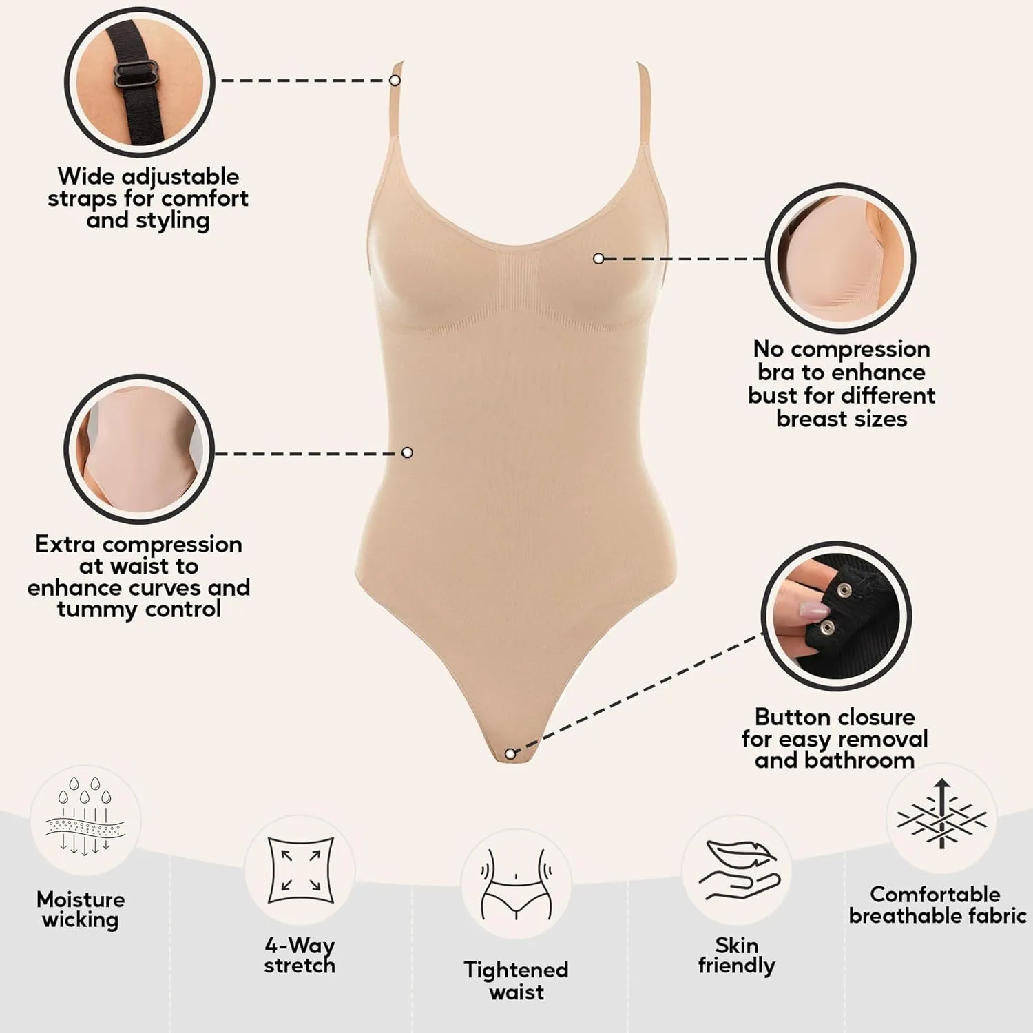 Shapewear Tummy Control Bodysuit Thong or Brief: Sculpting Shaper Tank Top Bodysuits & Snatched Waist Body Suit