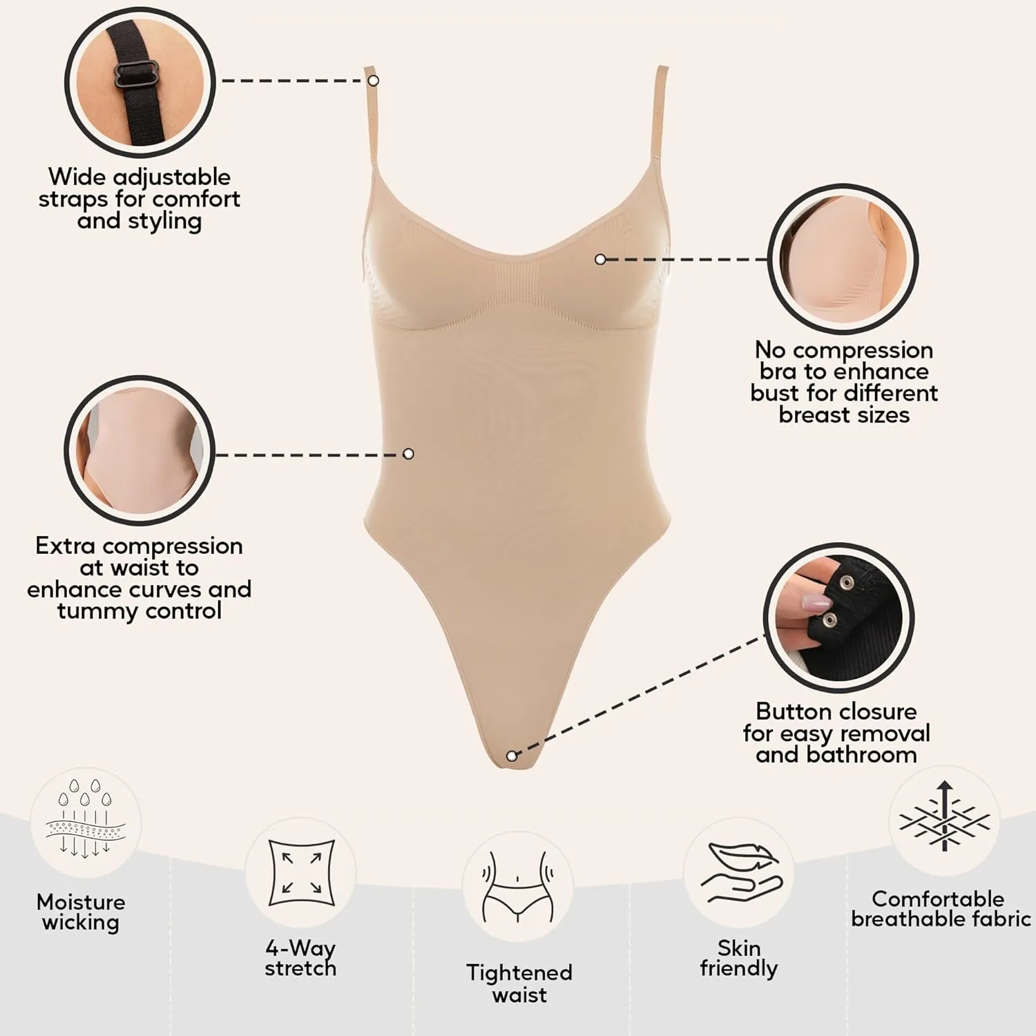 Shapewear Tummy Control Bodysuit Thong or Brief: Sculpting Shaper Tank Top Bodysuits & Snatched Waist Body Suit