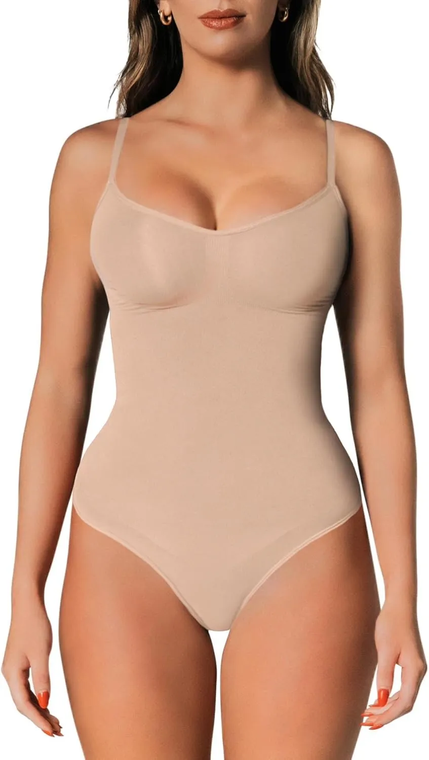 Shapewear Tummy Control Bodysuit Thong or Brief: Sculpting Shaper Tank Top Bodysuits & Snatched Waist Body Suit