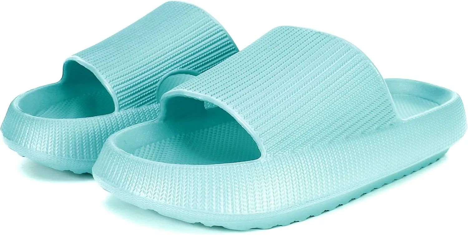 Sharllen Cloud Slides for Boys & Girls - Non-Slip House Slippers for Kids - Beach Slide Sandals in Black, White & Beige