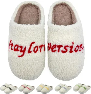 sharllen Taylors Slippers for Women Men,1989 Cute House Slippers,Warm Plush Winter Slip on Bedroom Shoes,Indoor Comfy Fuzzy Fluffy Flat Slides
