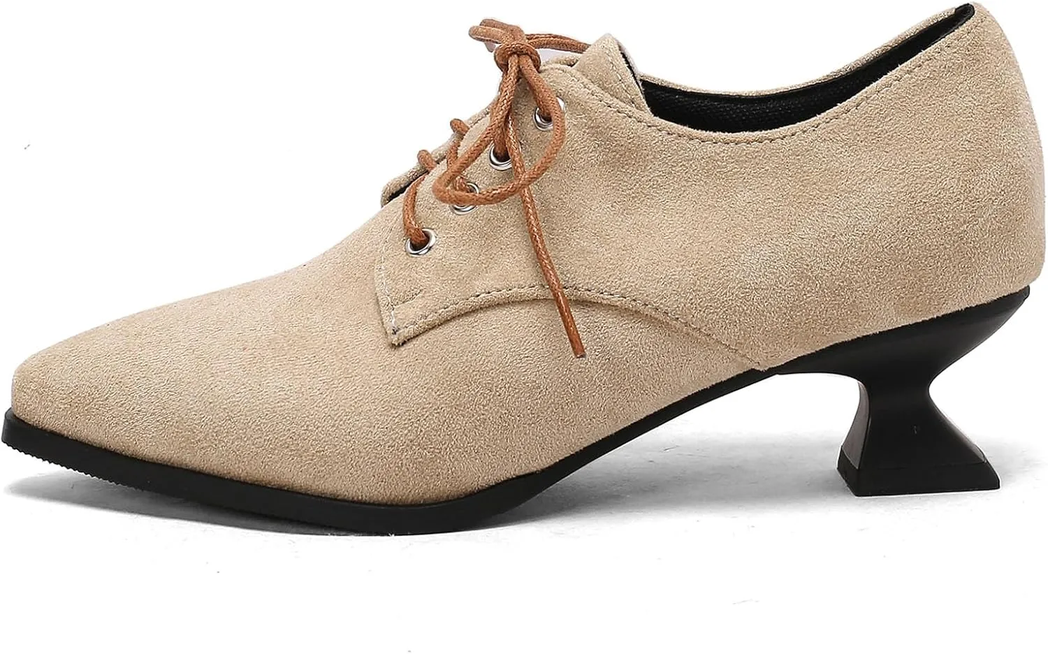 SHEMEE Women's Kitten Heels Oxford Pumps Victorian Style Vintage Mid-Heels Lace Up Brogues Witch Costume Cosplay Shoes