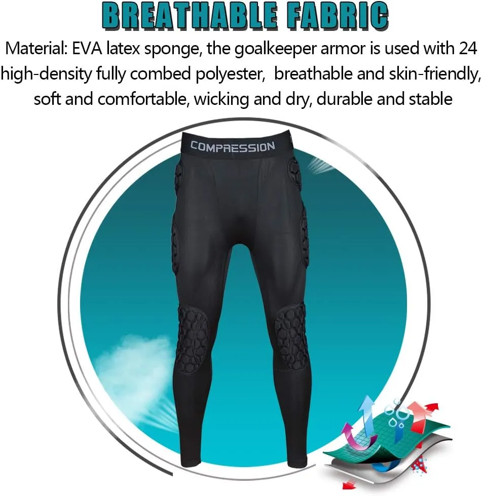 Shinestone Adult Men's Goalkeeper Armor BodyShield Padded Compression Shirt Pants and Short with Sponge Protector