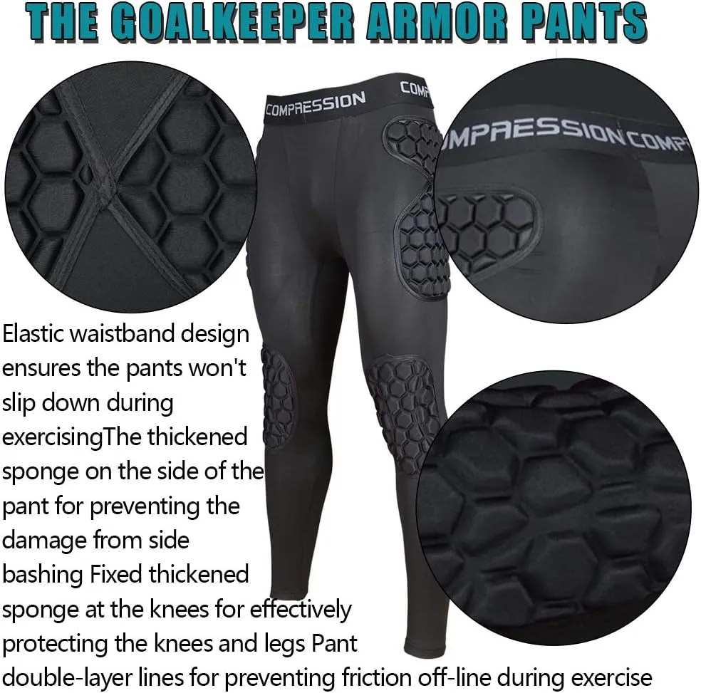 Shinestone Adult Men's Goalkeeper Armor BodyShield Padded Compression Shirt Pants and Short with Sponge Protector