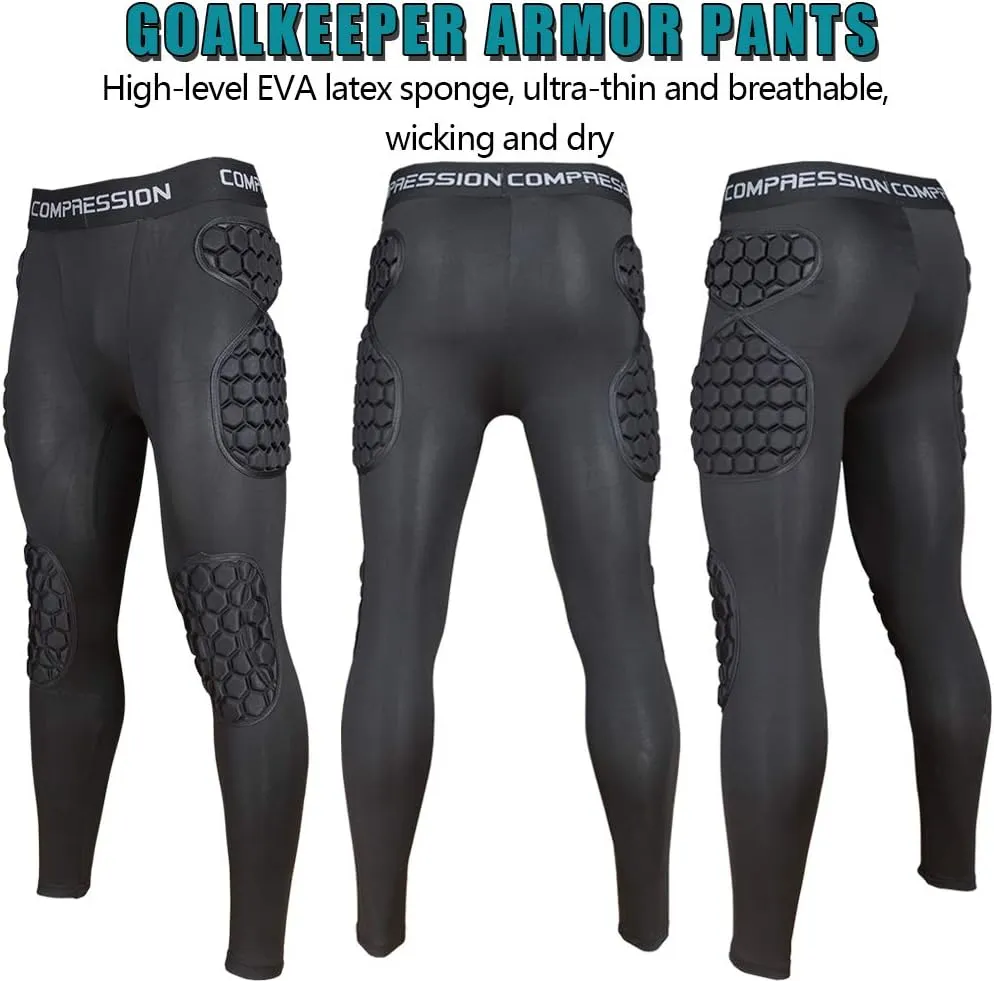 Shinestone Adult Men's Goalkeeper Armor BodyShield Padded Compression Shirt Pants and Short with Sponge Protector