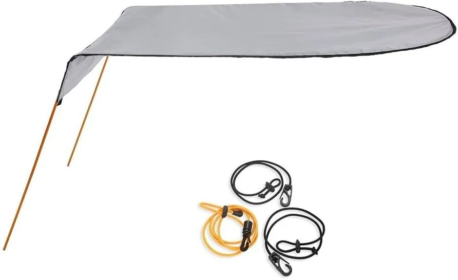 Single Kayak Awning, Kayak Boat Sun Shade Canopy with Mount Base Hardware Kit for Inflatable Boat Kayak Outdoor Fishing Drifting(Grey)