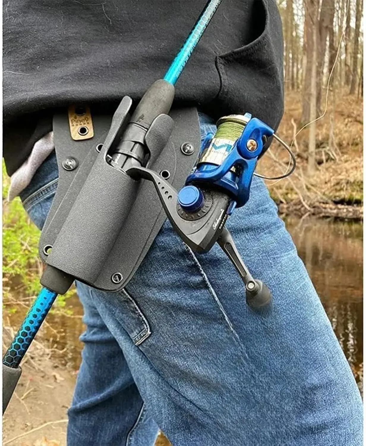 Slide-in Fishing Rod Hip Holster, Hands-Free Rod Holder for Wading, Surf, Fly & Bank Fishing – Quick Draw Waist Belt Gear Durable, 2026 New Weatherproof Nylon(Gray)